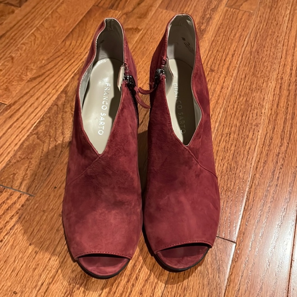 Franco Sarto Suede Peep-Toe Heels